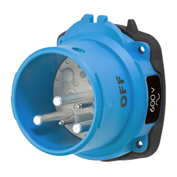 63-68142-972 - DSN60 INLET POLY BLUE SIZE 3 TYPE 4X IP 69 2P+G 60A 600 VAC 60 Hz +2 AUX